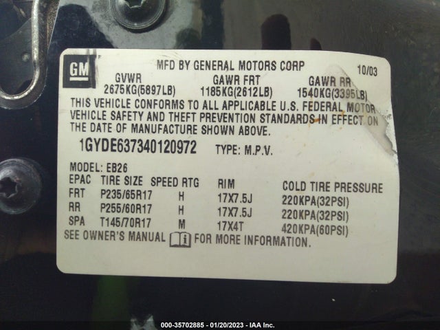Cadillac SRX 2004 1GYDE637340120972 Image 9