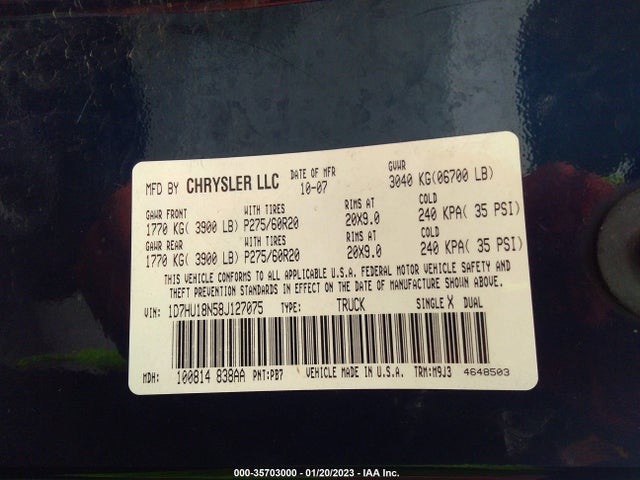 Dodge Ram 1500 Slt 2008 1D7HU18N58J127075 Image 9