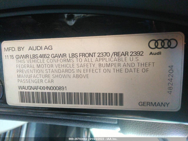 WAUGNAF4XHN000891 Audi A4 PREMIUM