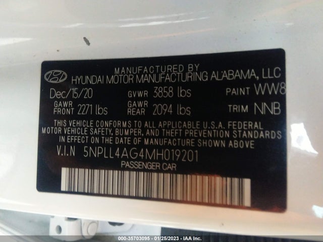 2021 HYUNDAI ELANTRA SE VIN: 5NPLL4AG4MH019201