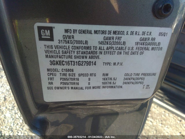 GMC YUKON XL 2001 3GKEC16T31G279014 Image 10