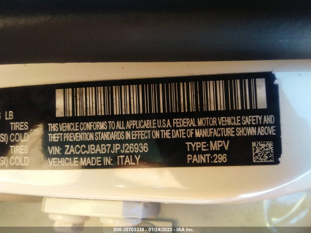 2018 JEEP RENEGADE SPORT VIN: ZACCJBAB7JPJ26936