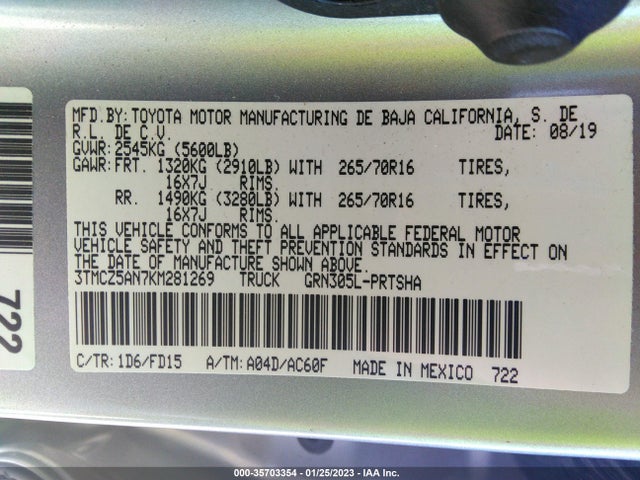 2019 Toyota Tacoma, VIN: 3TMCZ5AN7KM281269
