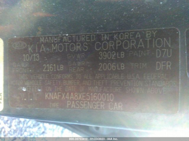 KNAFX4A8XE5160010 KIA FORTE EX