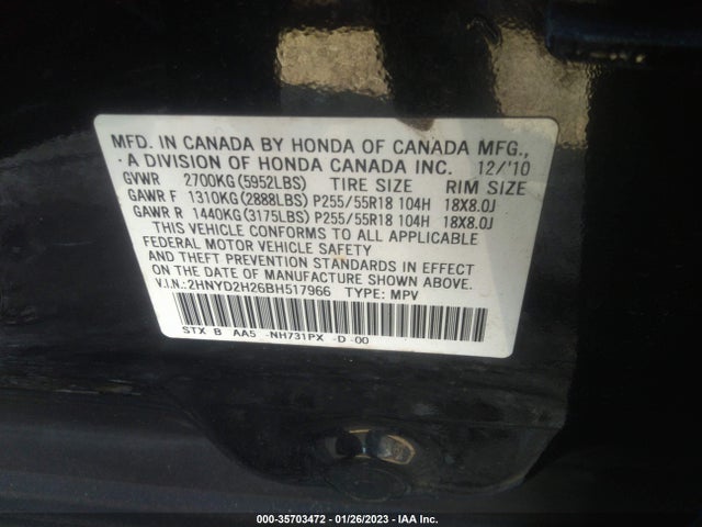 Acura MDX 2011 2HNYD2H26BH517966 Image 10