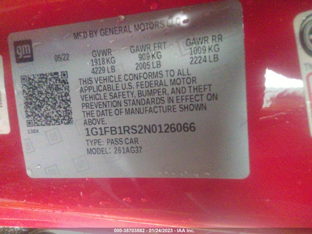 Chevrolet Camaro 1lt 2022 1G1FB1RS2N0126066 Image 9