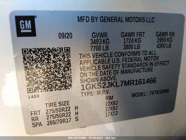 2021 GMC Yukon XL, VIN: 1GKS2JKL7MR161466