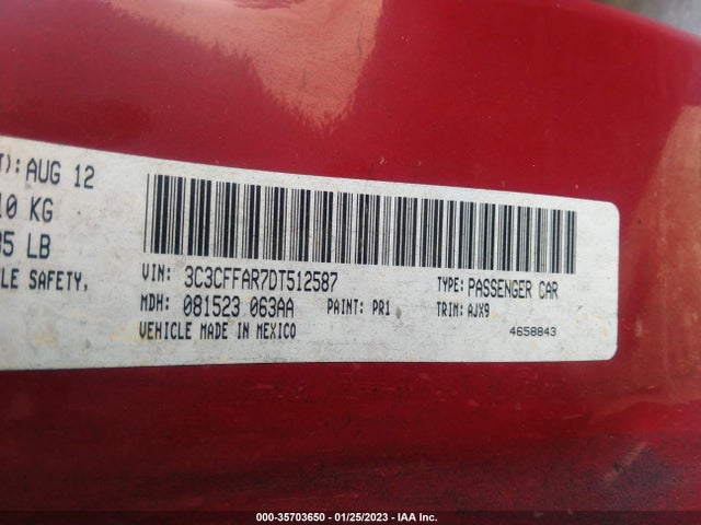 3C3CFFAR7DT512587 Fiat 500