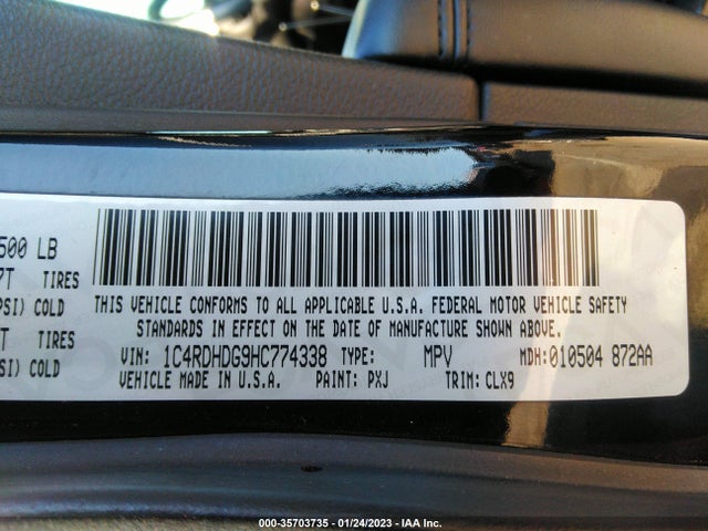 2017 Dodge Durango, VIN: 1C4RDHDG9HC774338