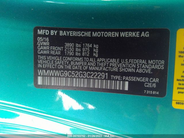 WMWWG9C52G3C22291 Mini COOPER CONVERTIBLE