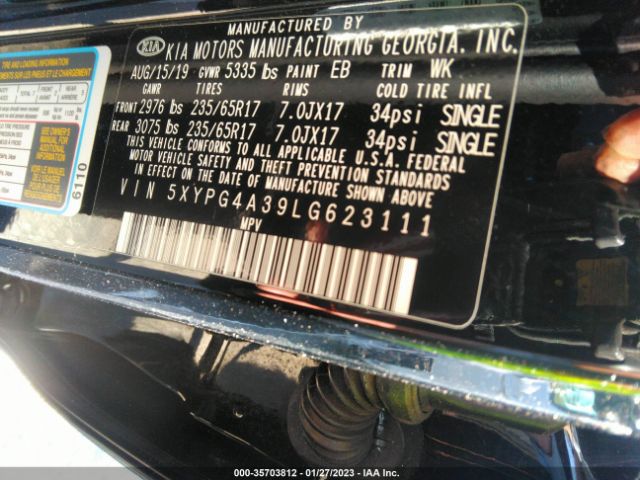 5XYPG4A39LG623111 KIA SORENTO LX