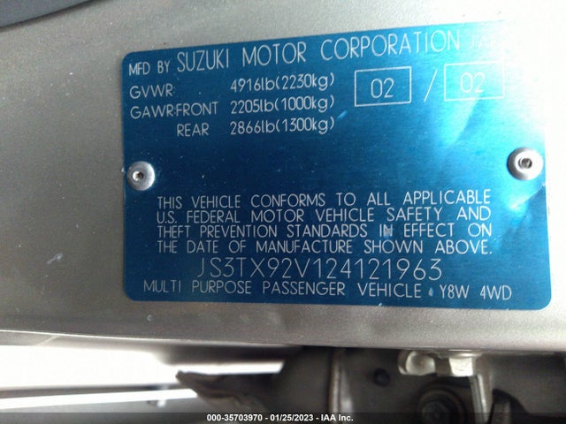 JS3TX92V124121963 Suzuki Xl-7 Standard/plus/touring