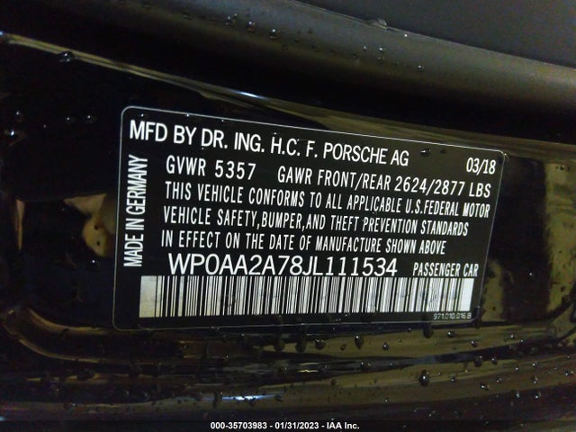 2018 Porsche Panamera, VIN: WP0AA2A78JL111534