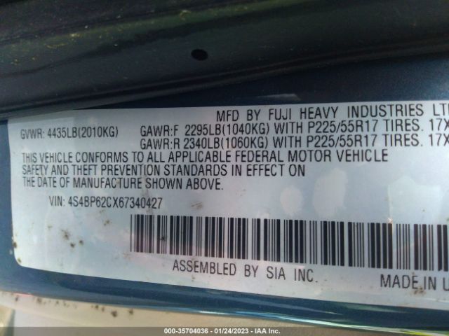 4S4BP62CX67340427 Subaru Legacy Wagon Outback 2.5i Ltd