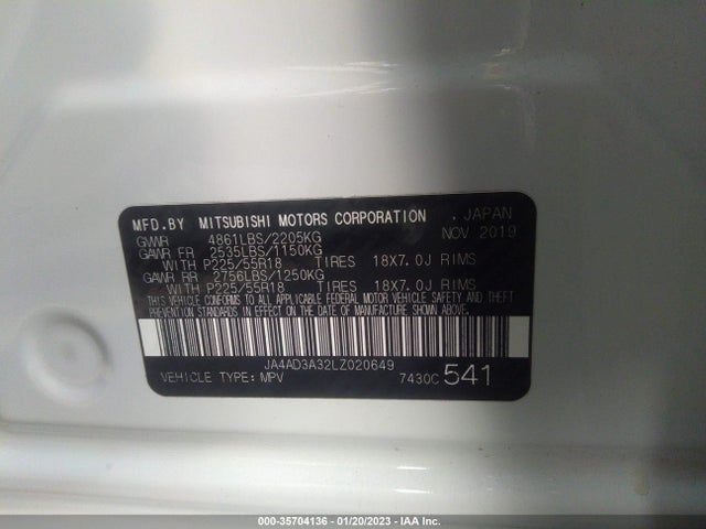 JA4AD3A32LZ020649 Mitsubishi Outlander Se/sel/le/sp