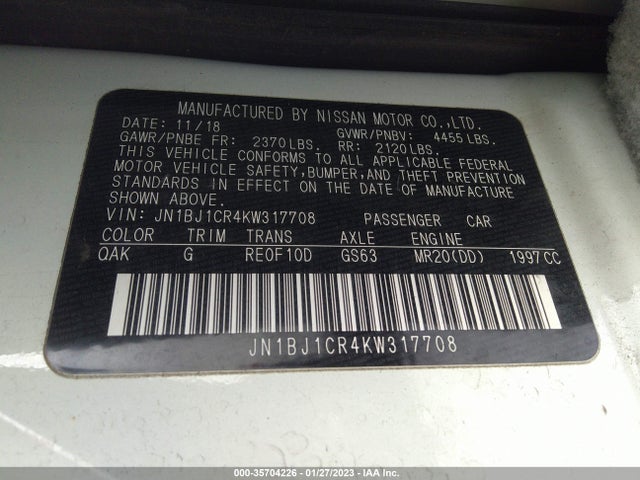 2019 Nissan Qashqai, VIN: JN1BJ1CR4KW317708