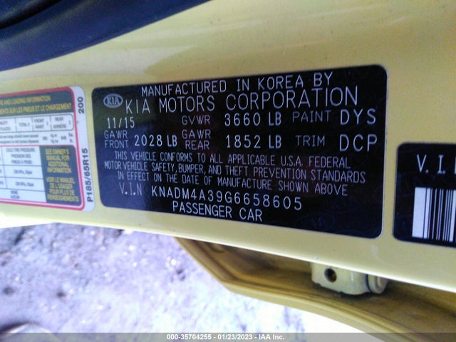 2016 KIA RIO LX VIN: KNADM4A39G6658605