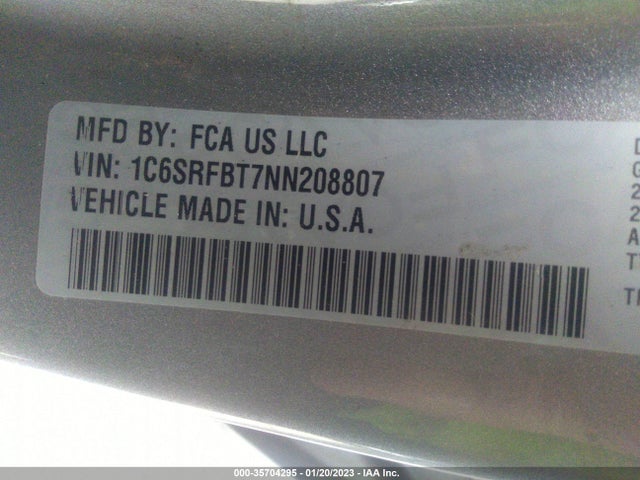 2022 RAM 1500 BIG HORN VIN: 1C6SRFBT7NN208807