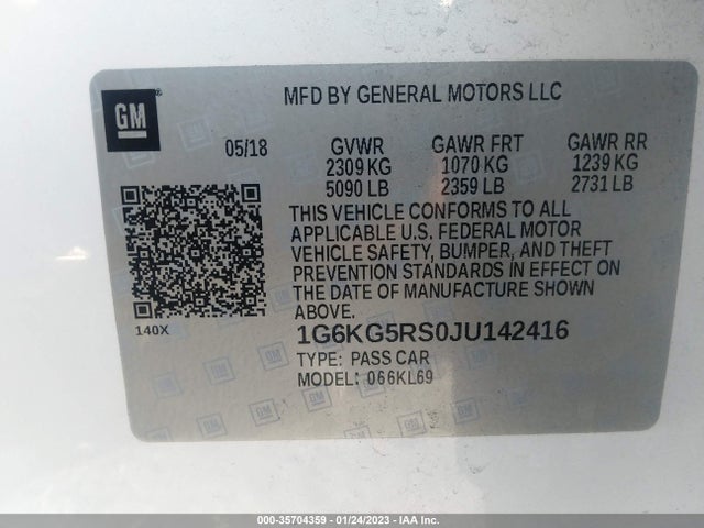 2018 Cadillac CT6, VIN: 1G6KG5RS0JU142416