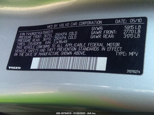 Volvo Xc90 I6 2010 YV4982CY6A1566511 Image 10