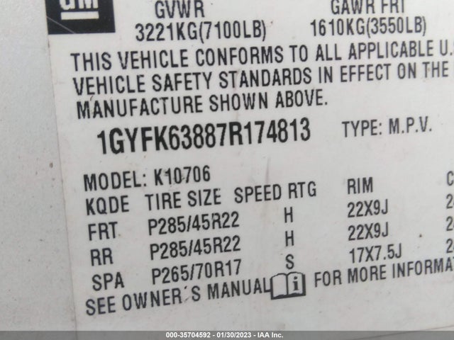 Cadillac Escalade 2007 1GYFK63887R174813 Image 14