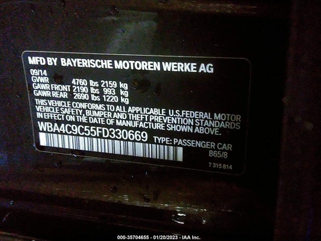 2015 BMW 4 Series, VIN: WBA4C9C55FD330669
