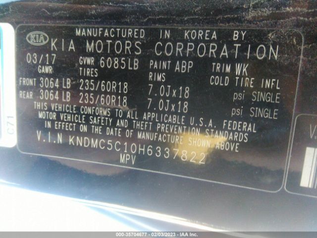 KNDMC5C10H6337822 KIA Sedona Sx