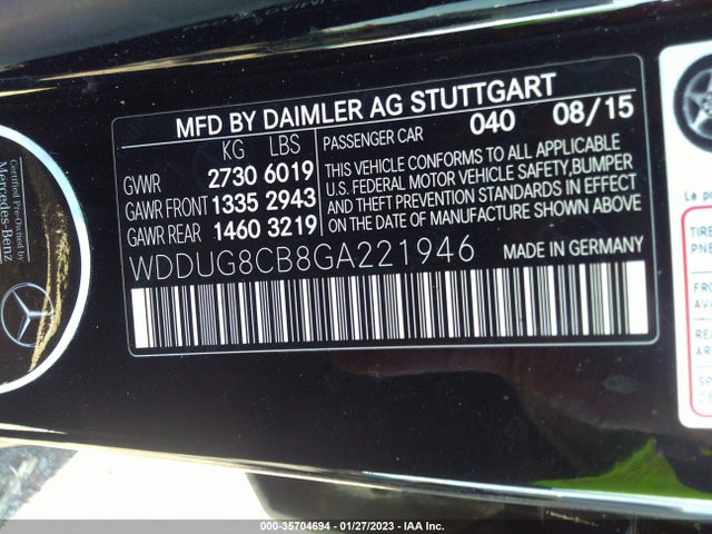 2016 Mercedes-Benz S-Class, VIN: WDDUG8CB8GA221946