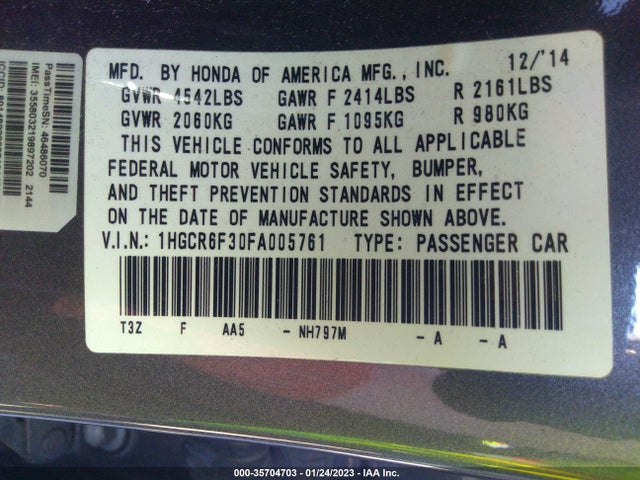 Honda ACCORD HYBRID 2015 1HGCR6F30FA005761 Image 11