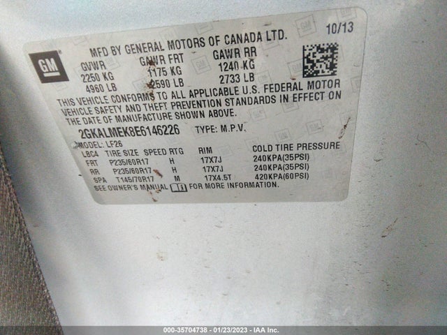 GMC Terrain Sle 2014 2GKALMEK8E6146226 Image 9