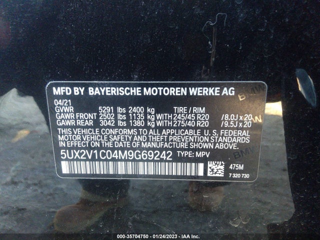 2021 BMW X4, VIN: 5UX2V1C04M9G69242
