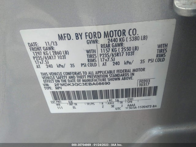 2014 FORD EDGE SE VIN: 2FMDK3GC3EBA08690