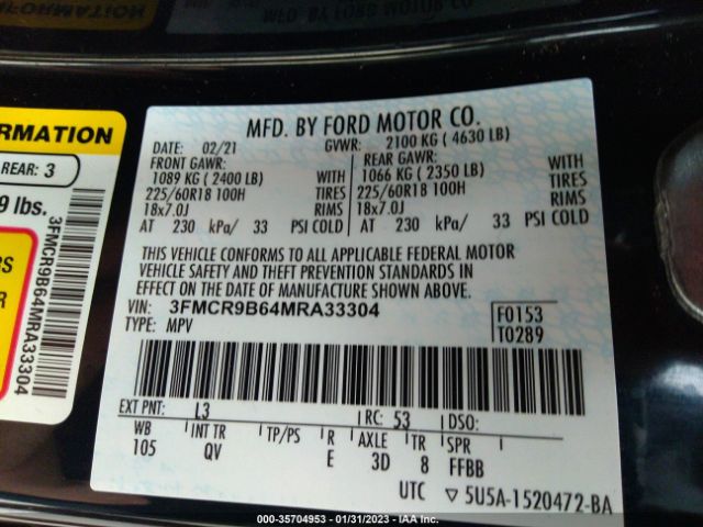 3FMCR9B64MRA33304 Ford Bronco Sport Big Bend