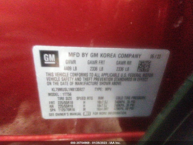 Chevrolet Trailblazer Rs 2022 KL79MUSL1NB135927 Image 9