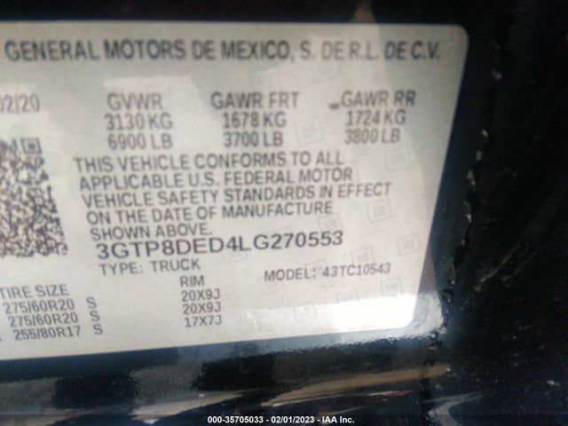 GMC Sierra 1500 Slt 2020 3GTP8DED4LG270553 Image 9