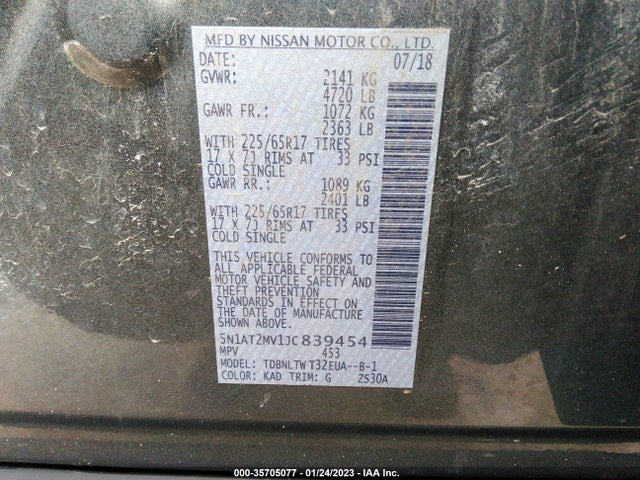 Nissan ROGUE SV 2018 5N1AT2MV1JC839454 Image 9