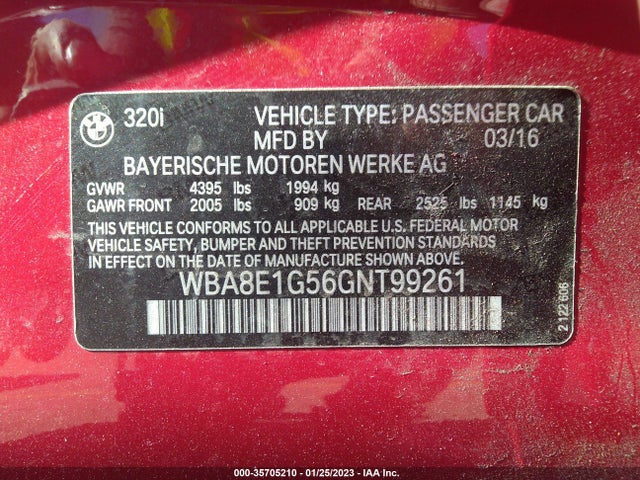 BMW 3 Series 320i 2016 WBA8E1G56GNT99261 Image 11