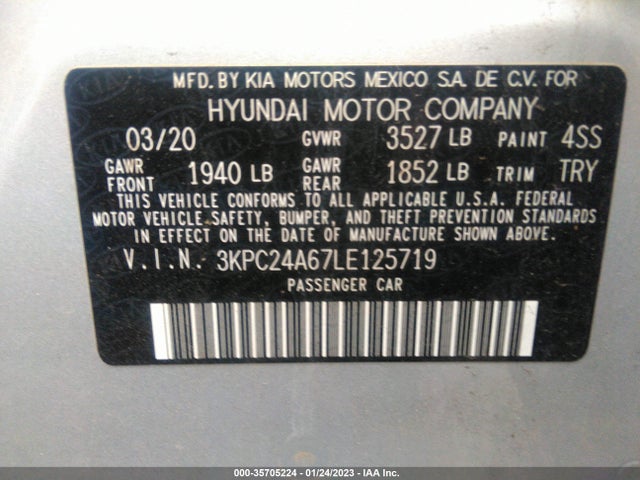 Hyundai Accent Sel 2020 3KPC24A67LE125719 Image 10