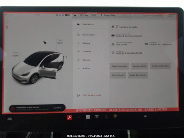 5YJYGDEE1LF010729 Tesla Model Y
