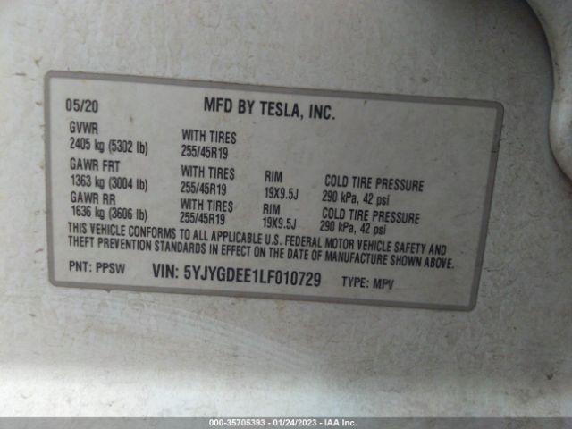 5YJYGDEE1LF010729 Tesla Model Y