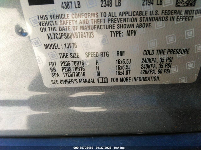 Chevrolet Trax Lt 2019 KL7CJPSB8KB764703 Image 9