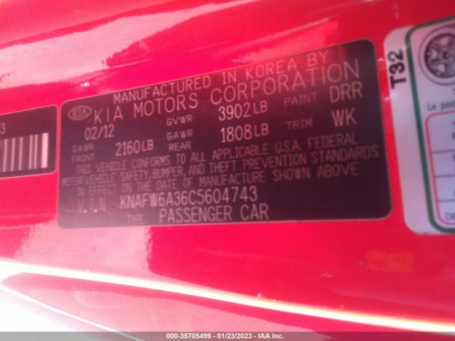 KNAFW6A36C5604743 KIA Forte Koup Sx