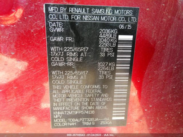 KNMAT2MT9FP574138 Nissan ROGUE S