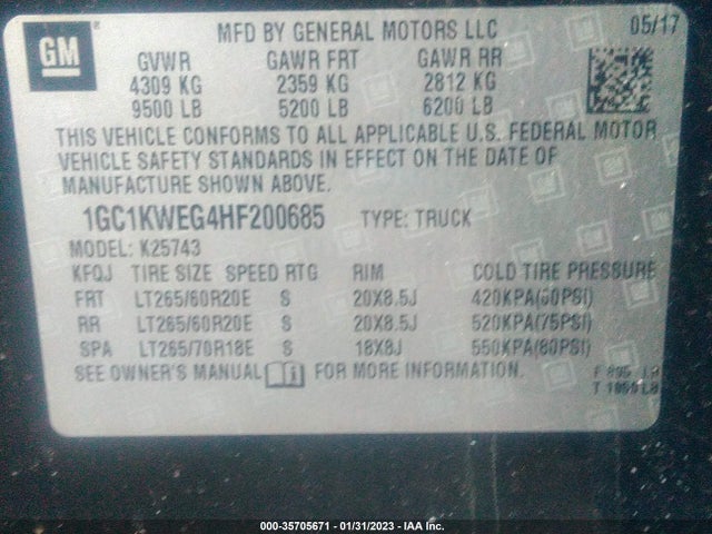 Chevrolet Silverado 2500hd Ltz 2017 1GC1KWEG4HF200685 Image 11