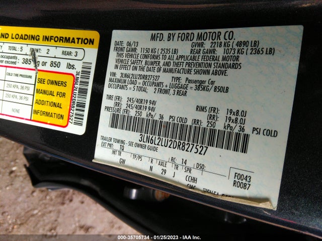 Lincoln MKZ HYBRID 2013 3LN6L2LU2DR827527 Image 9