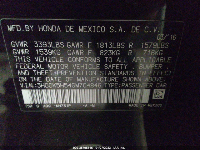 Honda FIT LX 2016 3HGGK5H54GM704846 Image 9