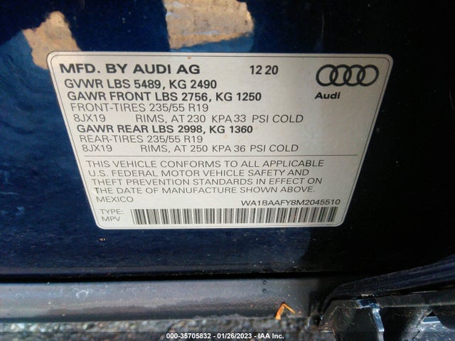 WA1BAAFY8M2045510 Audi Q5 Premium Plus