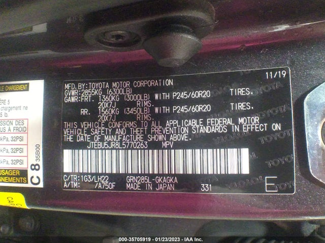 2020 Toyota 4Runner, VIN: JTEBU5JR8L5770263