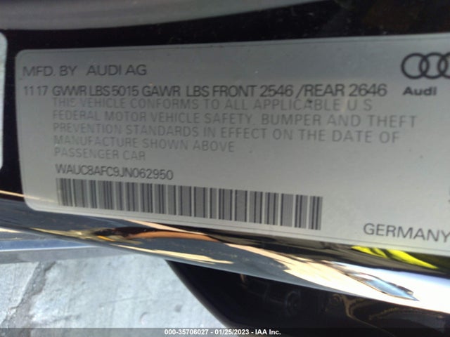 WAUC8AFC9JN062950 Audi A6 Premium/sport