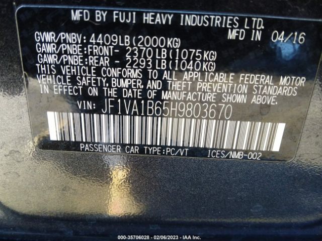 JF1VA1B65H9803670 Subaru WRX